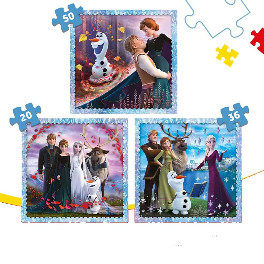 3-i-1 Barnepuslespill Disney Frozen (20, 36, 50 biter)