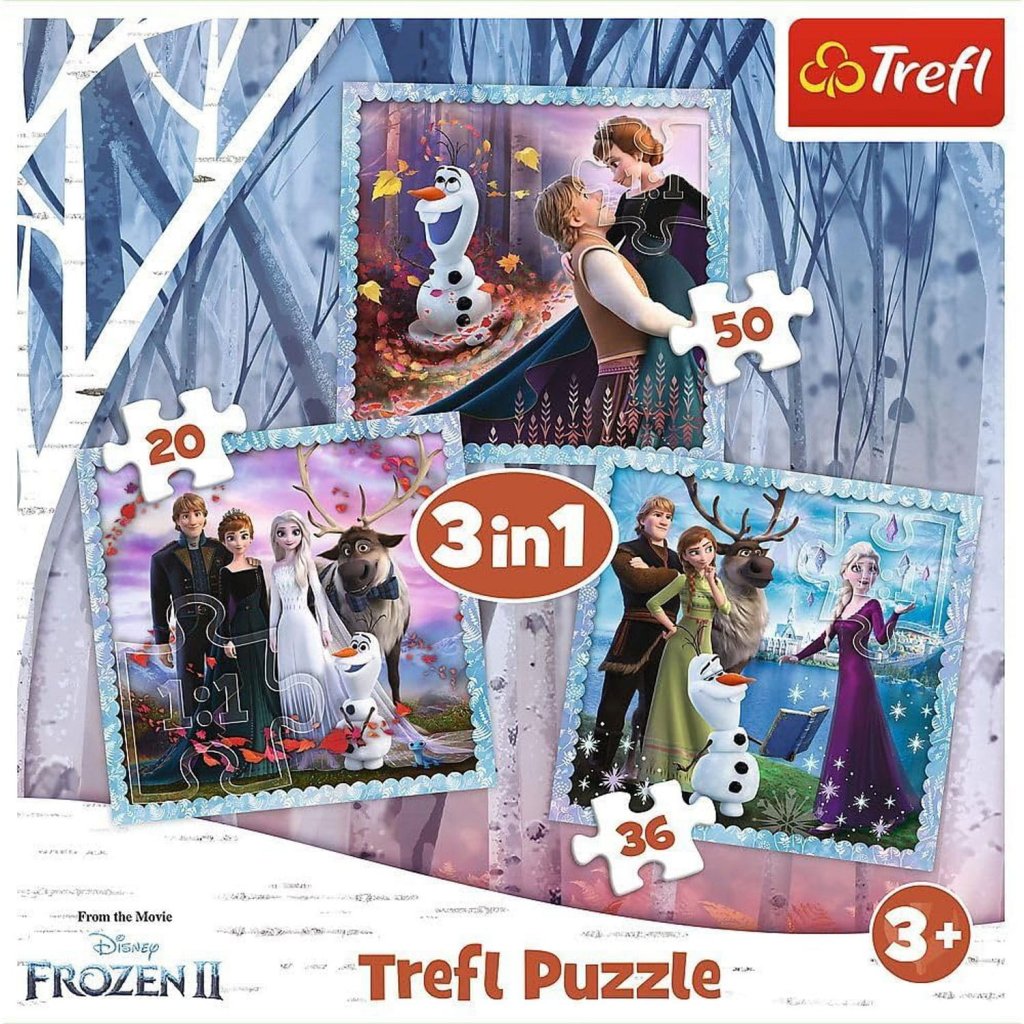 3-i-1 Barnepuslespill Disney Frozen (20, 36, 50 biter)