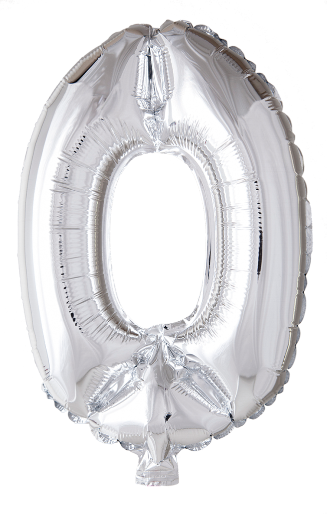 Foil Balloon tallene 0-9 i sølv 41 cm