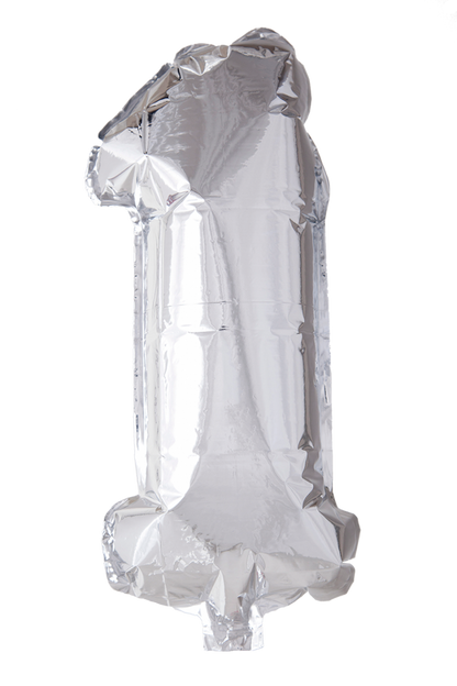 Foil Balloon tallene 0-9 i sølv 41 cm