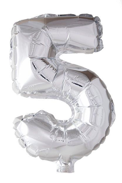 Folie Ballong 0-9 i sølv 102 cm