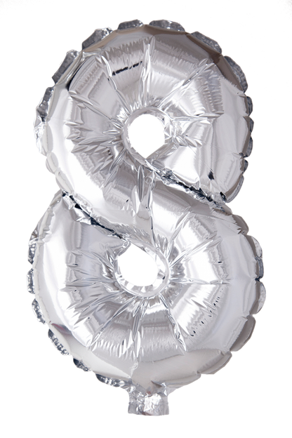 Folie Ballong 0-9 i sølv 102 cm