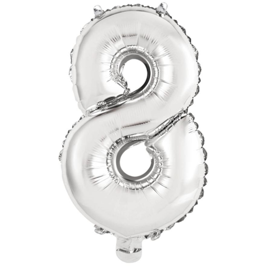 Folieballong siffror 8 i Silver 75cm