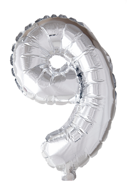 Folieballong siffror 0-9 i silver 102 cm