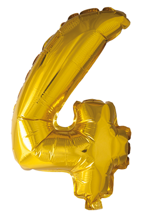 Folieballong siffror 4 i guld 41cm