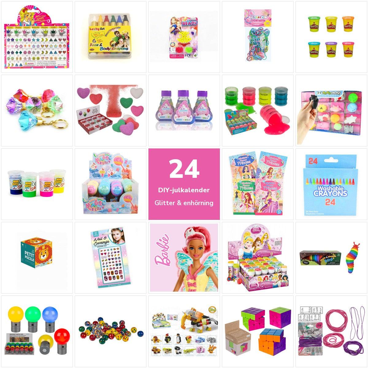 DIY-julkalender – Glitter & enhörning, 24 överraskningar