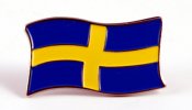 Metall brosje med svenske flagg