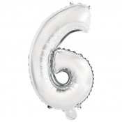 Folieballong nummer 6 i Sølv 75cm