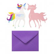 Unicorn invitasjonskort med konvolutter, 8-pack