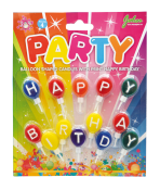 Ballong formet bursdag lys med tekst Happy Birthday, 13 stk