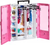 Barbie garderobe med 6 kleshengere