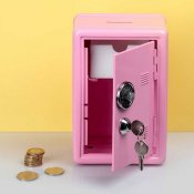 Metal Locker Bank - Kassaapparat med myntinnskudd - Rosa