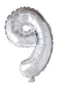 Folie Ballong 0-9 i sølv 102 cm