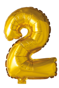 Folieballong nummer 2 i gull 41cm