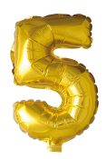 Folieballong nummer 5 i gull 102 cm