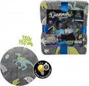 Glow In The Dark teppe med dinosaur-motiv 130x150cm