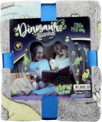 Glow In The Dark teppe med dinosaur-motiv 130x150cm