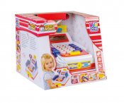 Kassaapparat med minikalkulator, skanner, mikrofon og lyd