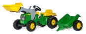Pedaltraktor med tilhenger og frontlaster John Deere Rolly Toys