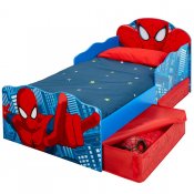 Spiderman-seng med oppbevaring og innebygd nattlys