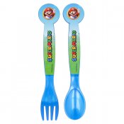 Super Mario Plastic bestikk med gaffel og skje