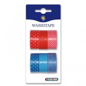 Washi tape 6-pakning rød / blå