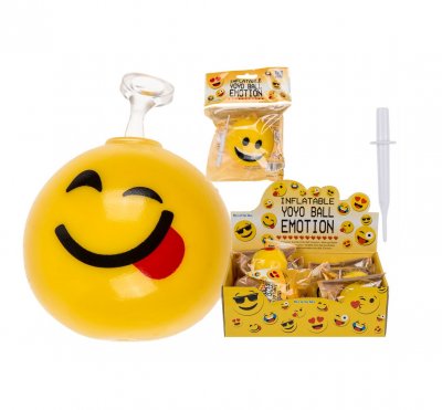 Oppblåsbare gummiball i forskjellige Smiley / Emoji motiver omtrent 40 cm