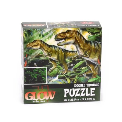 Puzzle dinosaur motiv, lyser i mørket, 100 stykker
