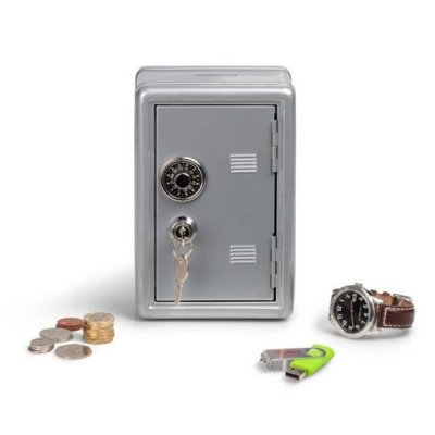 Metal Locker Bank - Kassaapparat med myntinnskudd - Sølv