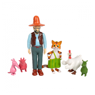Pettson og Findus Figurer med Pettson, Findus, Høna og 3 Småvesener