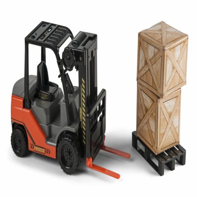 Gaffeltruck med palle og lastebokser