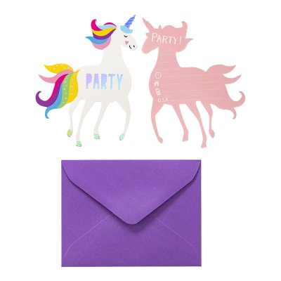 Unicorn invitasjonskort med konvolutter, 8-pack