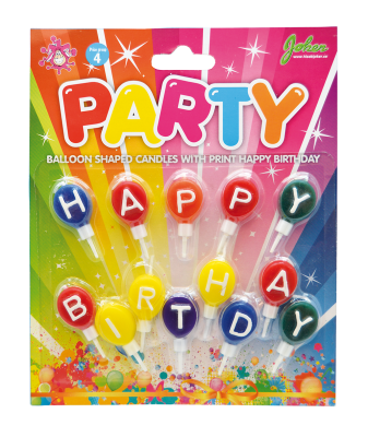 Ballong formet bursdag lys med tekst Happy Birthday, 13 stk
