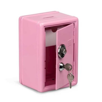 Metal Locker Bank - Kassaapparat med myntinnskudd - Rosa