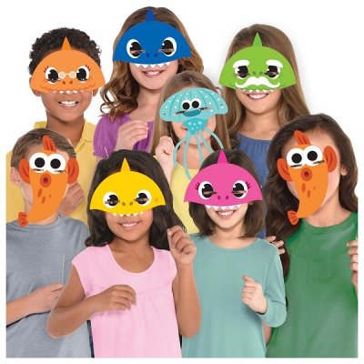 Baby Shark Party Masks i 8-pakk papir