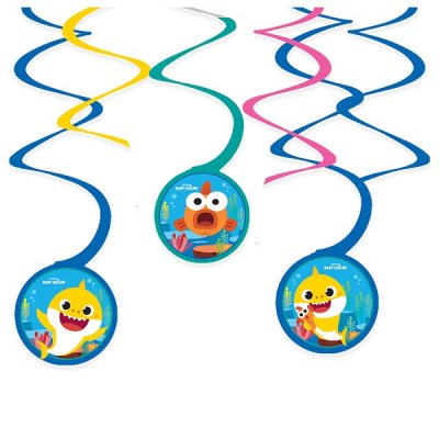 Baby Shark virvler dekorasjon 6-pakning