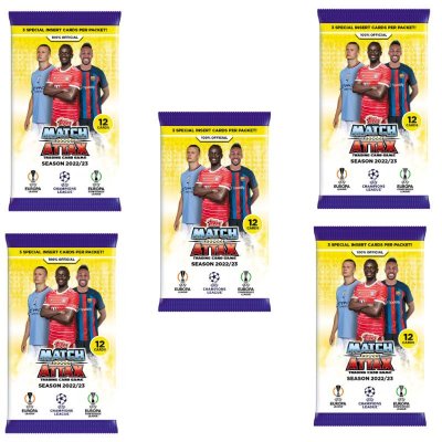5-pack Fotball kort UEFA Champions League Europa League Conference League 2022/2023 Booster Samlekort