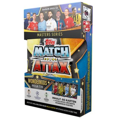 Fotballkort Mega Tin Uefa Champions League Europa League Conference League 2022/23 Limited Edition Wonderkids samlekort
