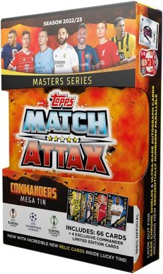 Fotballkort Mega Tin Uefa Champions League Europa League Conference League 2022/23 Limited Edition Commanders samlekort