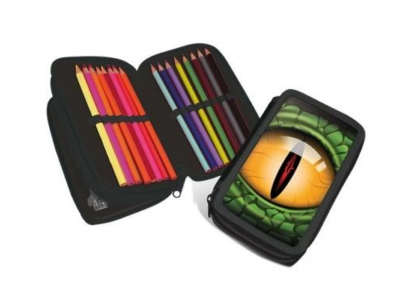Dinosaur Double Pen Case med tilbehør