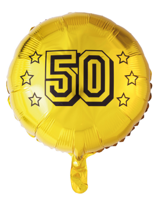 Folie ballong, 50, rund, gull 46 cm