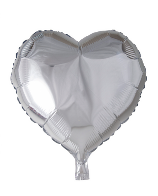 Folie ballonger, hjerte, sølv, 46 cm