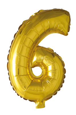 Folieballong nummer 6 i gull 102 cm