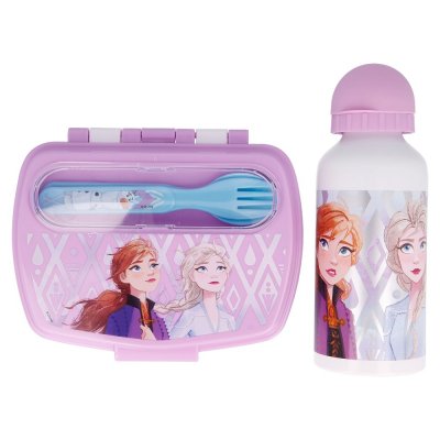 Disney Frost Lunsjsett med matboks, flaske og bestikk