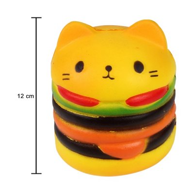 Squishy antistress hamburger katt nøkkelring