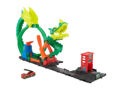 Hot Wheels City dragevei med brannstasjon