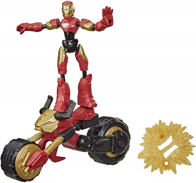 Avengers Iron man Bend og Flex figur med motorsykkel