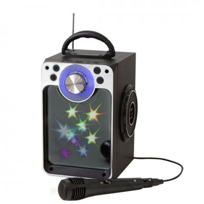 Karaokemaskin med lyseffekter, mikrofon og Bluetooth (svart)