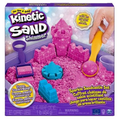Kinetic Sand glitter Sandcastle rosa sett