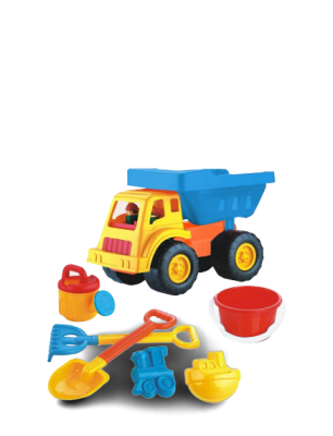 Lastebil med sandleker 7 deler